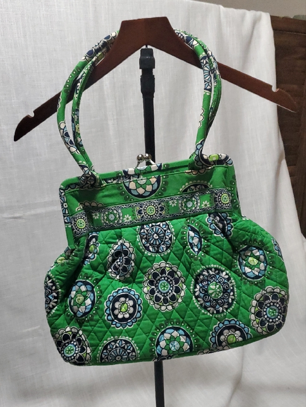 Vera BradleyQuilted Green Cupcskr Frame-Top Handbag - Picture 2 of 5